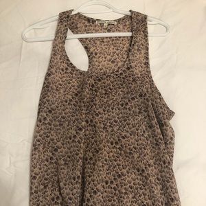 Sleeveless pink and black silk top